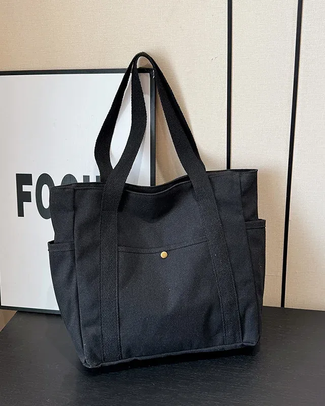 Large Canvas Multiple-Pocket Tote Handbag Shoulder Bags for Work School Travel