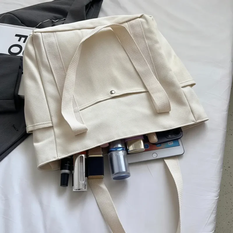 Large Canvas Multiple-Pocket Tote Handbag Shoulder Bags for Work School Travel