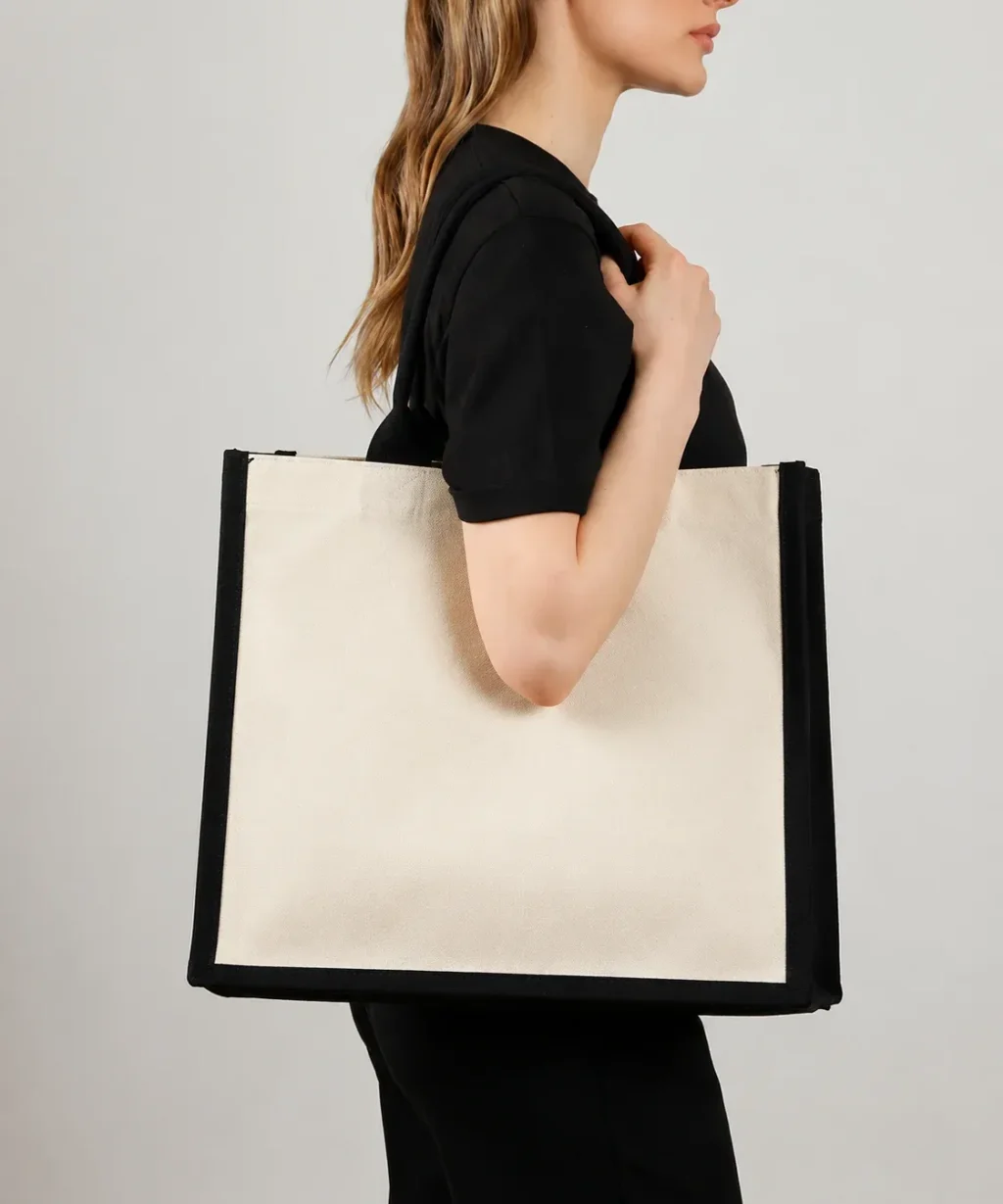 Large Color Block Heavy Duty Canvas Tote Bags for Shopping Errand
