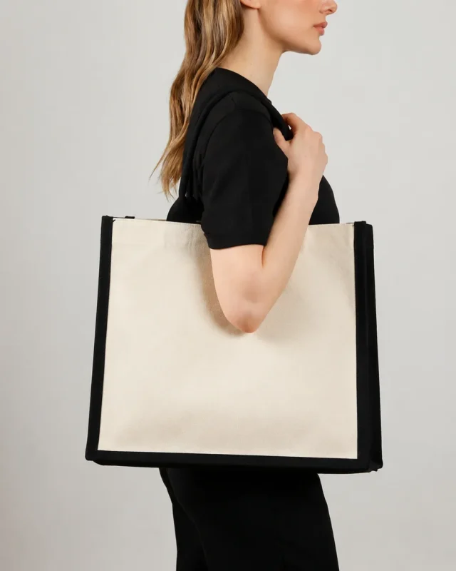 Large Color Block Heavy Duty Canvas Tote Bags for Shopping Errand