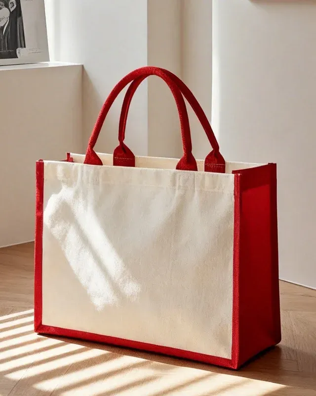 Large Color Block Heavy Duty Canvas Tote Bags for Shopping Errand
