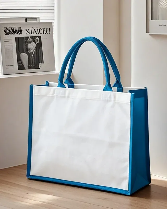 Large Color Block Heavy Duty Canvas Tote Bags for Shopping Errand
