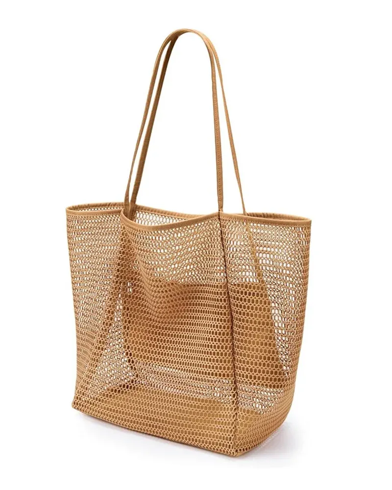 Large Foldable Nylon Mesh Tote Bags for Summer Beach Vacation