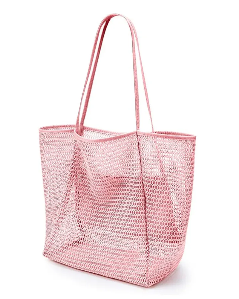 Large Foldable Nylon Mesh Tote Bags for Summer Beach Vacation