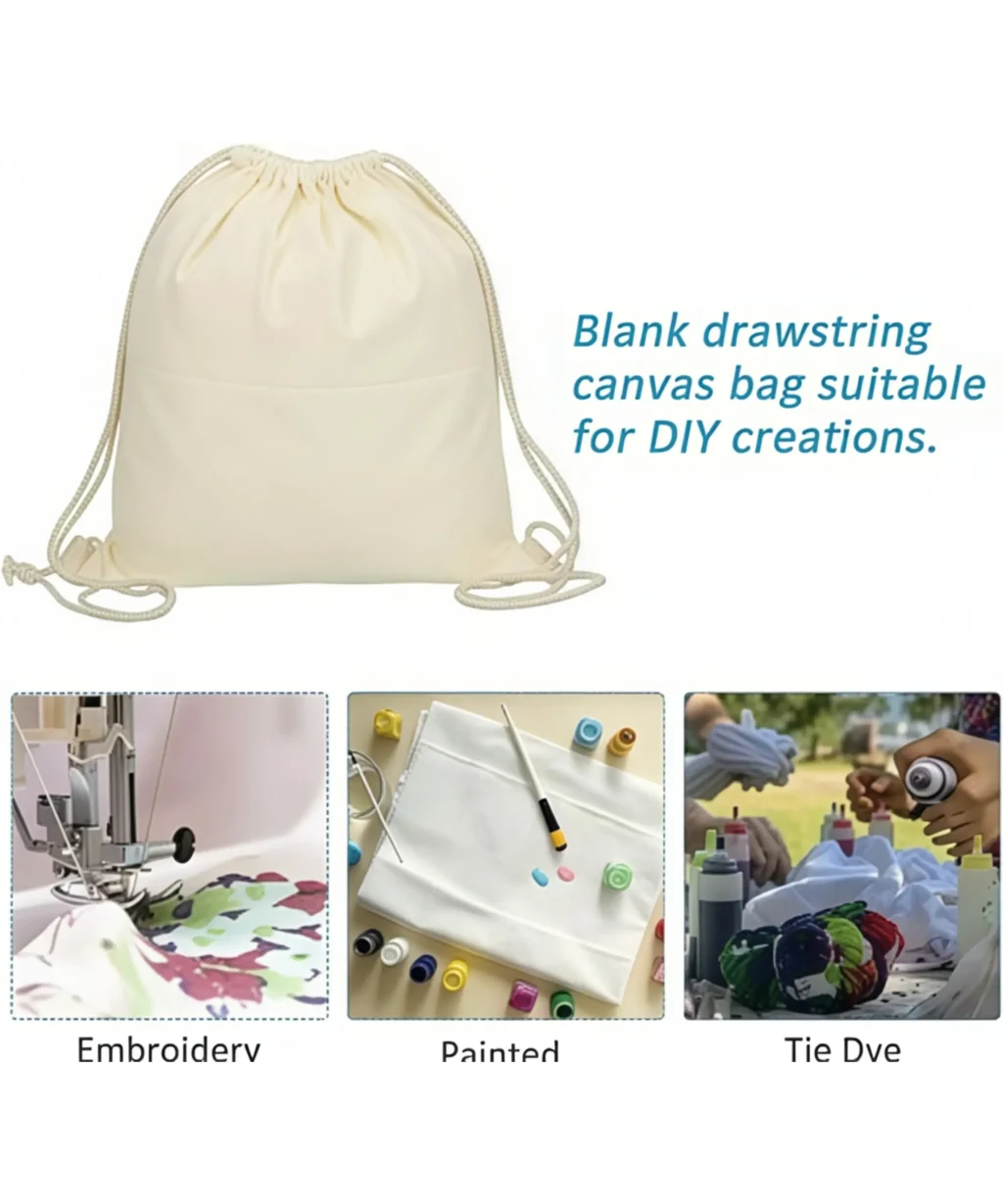 Large Heavy Duty Blank Canvas Drawstring Bags Backpack for Daily Use