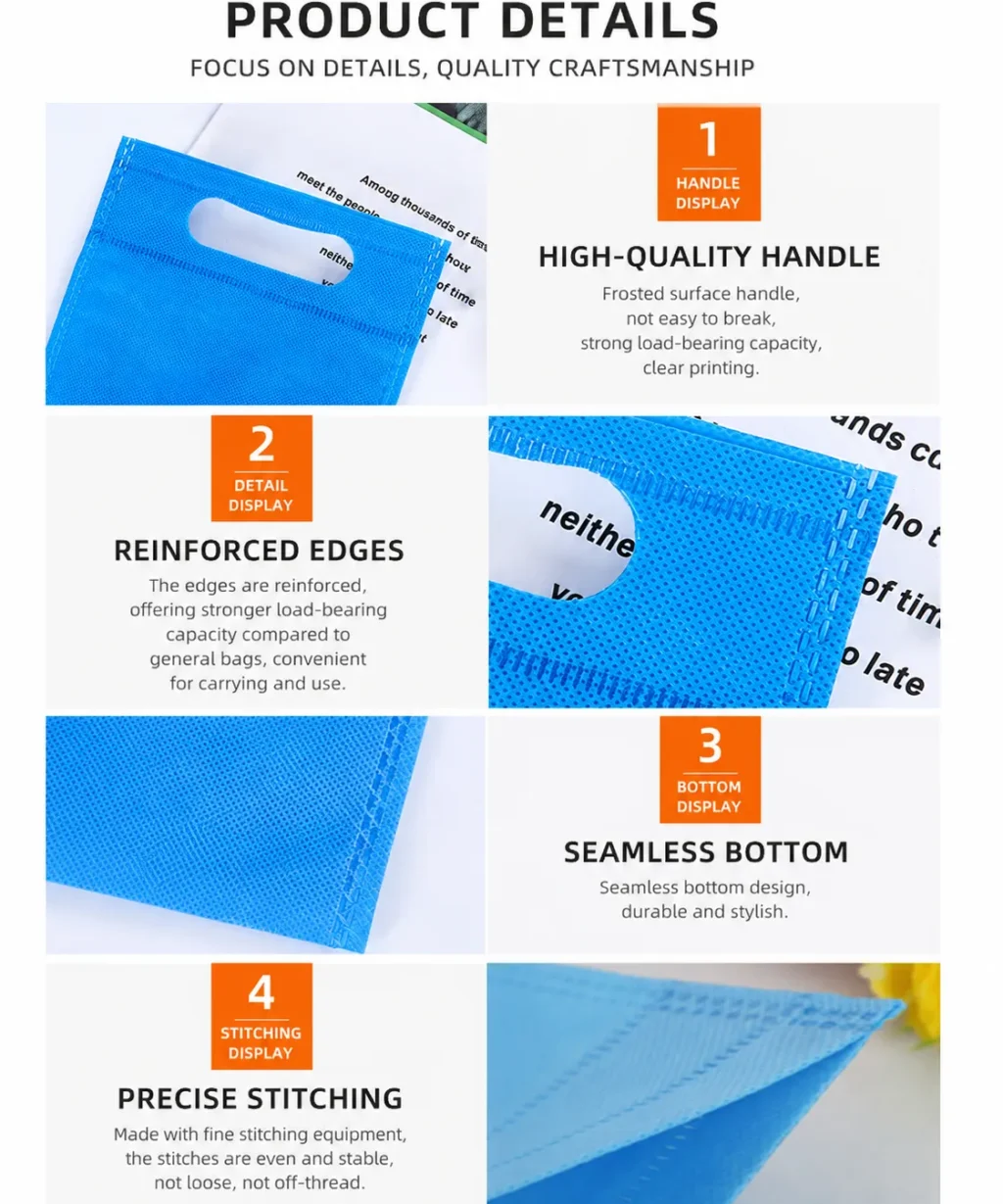 Minimalist Blank Flat Open Top Custom Non Woven Carry Bags Multiple Sizes