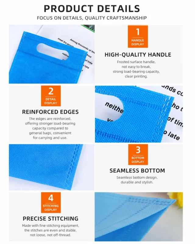 Minimalist Blank Flat Open Top Custom Non Woven Carry Bags Multiple Sizes