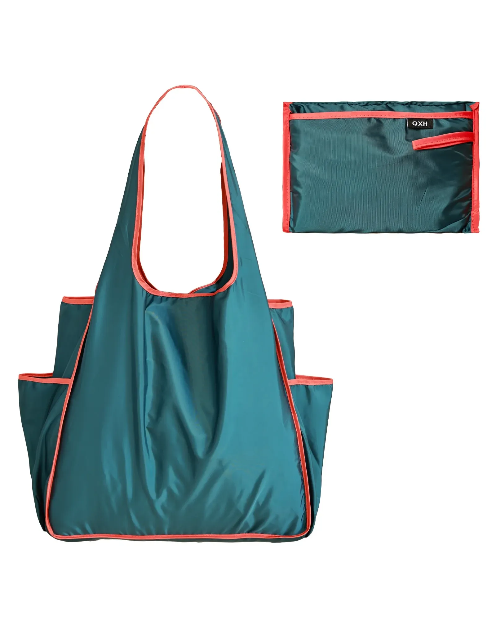 Packable Large Capacity Waterproof Polyester Tote Bags for Travel with Side Pockets