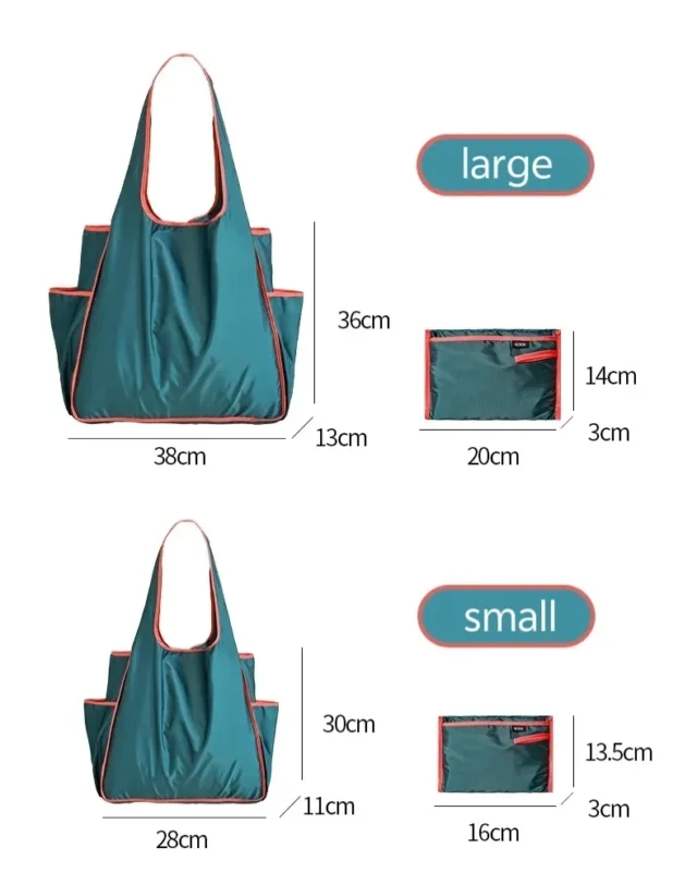 Packable Large Capacity Waterproof Polyester Tote Bags for Travel with Side Pockets