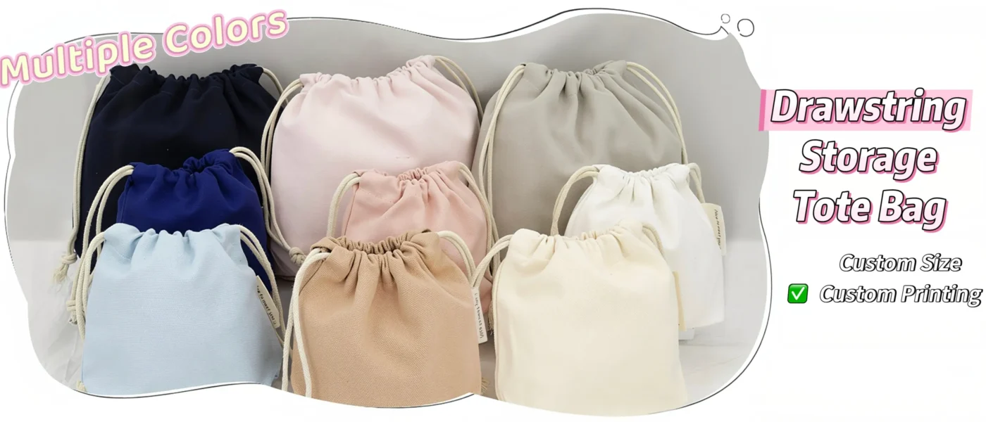 Portable Solid Color Custom Drawstring Storage Tote Bag for Essentials Crystals Cosmetics