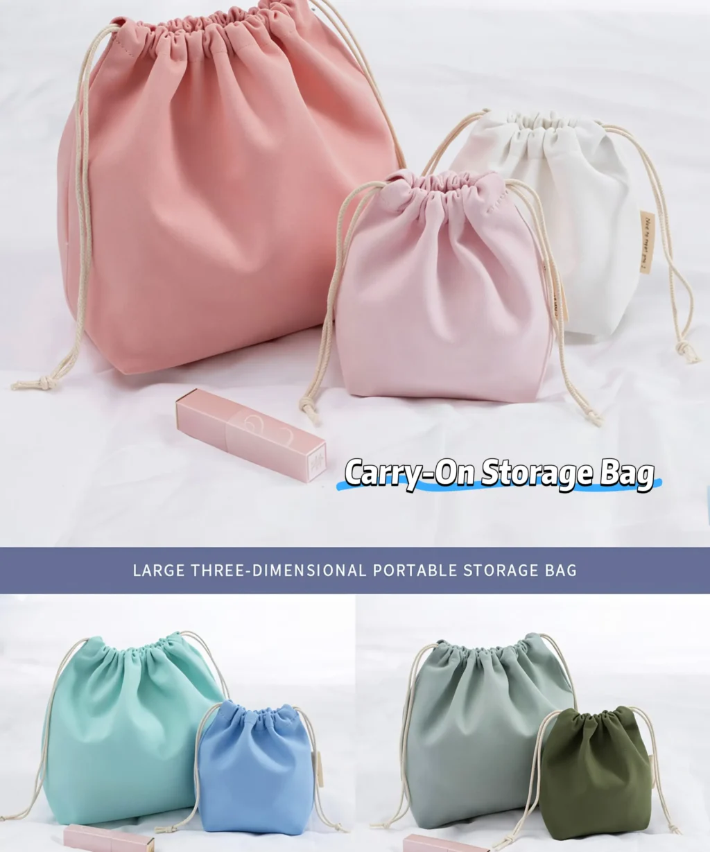 Portable Solid Color Custom Drawstring Storage Tote Bag for Essentials Crystals Cosmetics