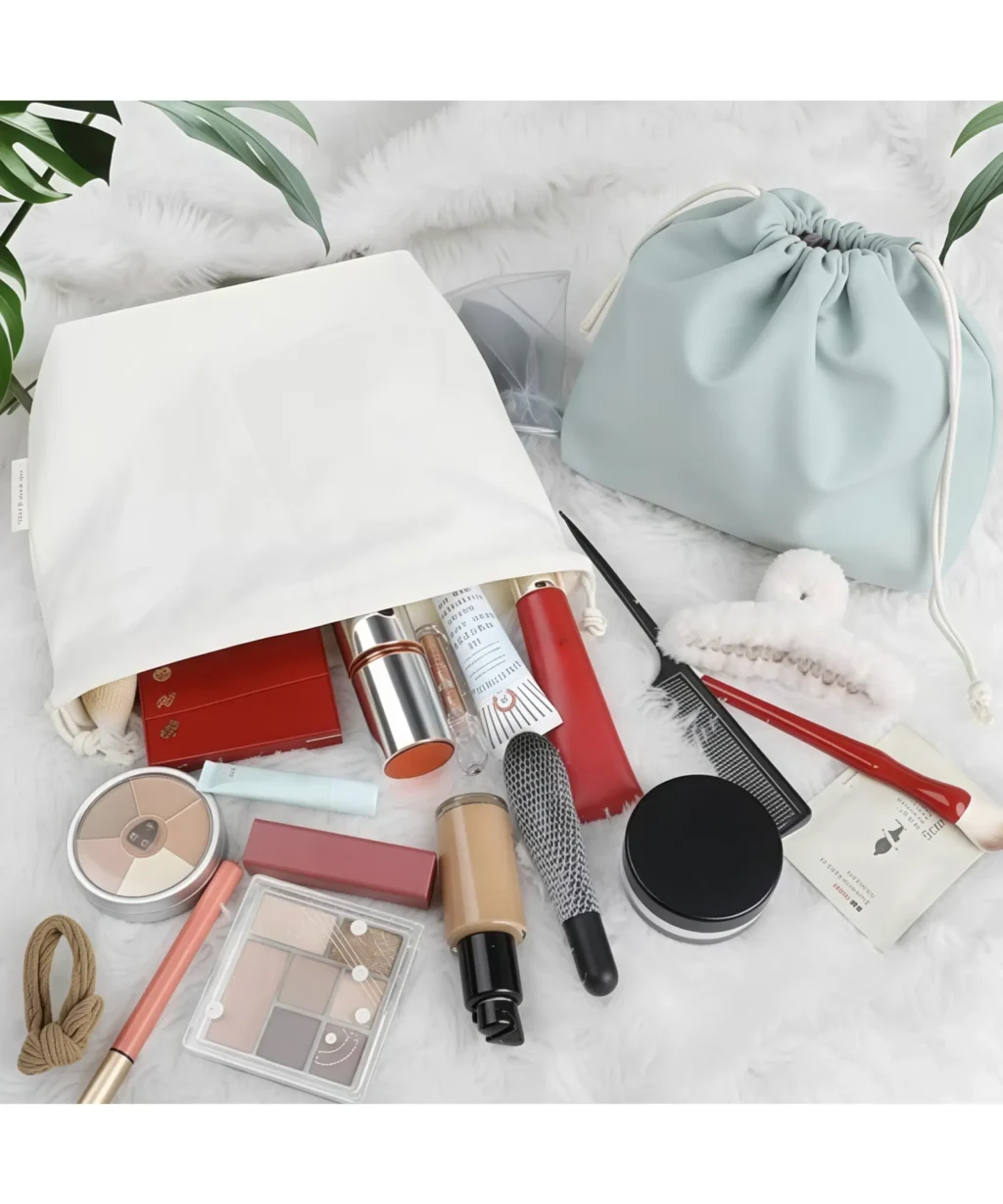 Portable Solid Color Custom Drawstring Storage Tote Bag for Essentials Crystals Cosmetics