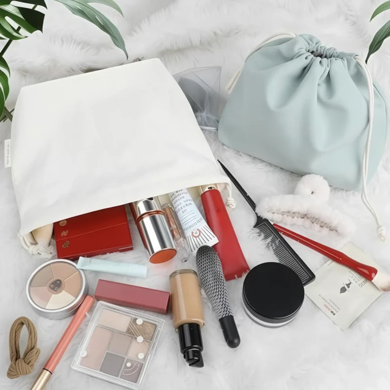Portable Solid Color Custom Drawstring Storage Tote Bag for Essentials Crystals Cosmetics