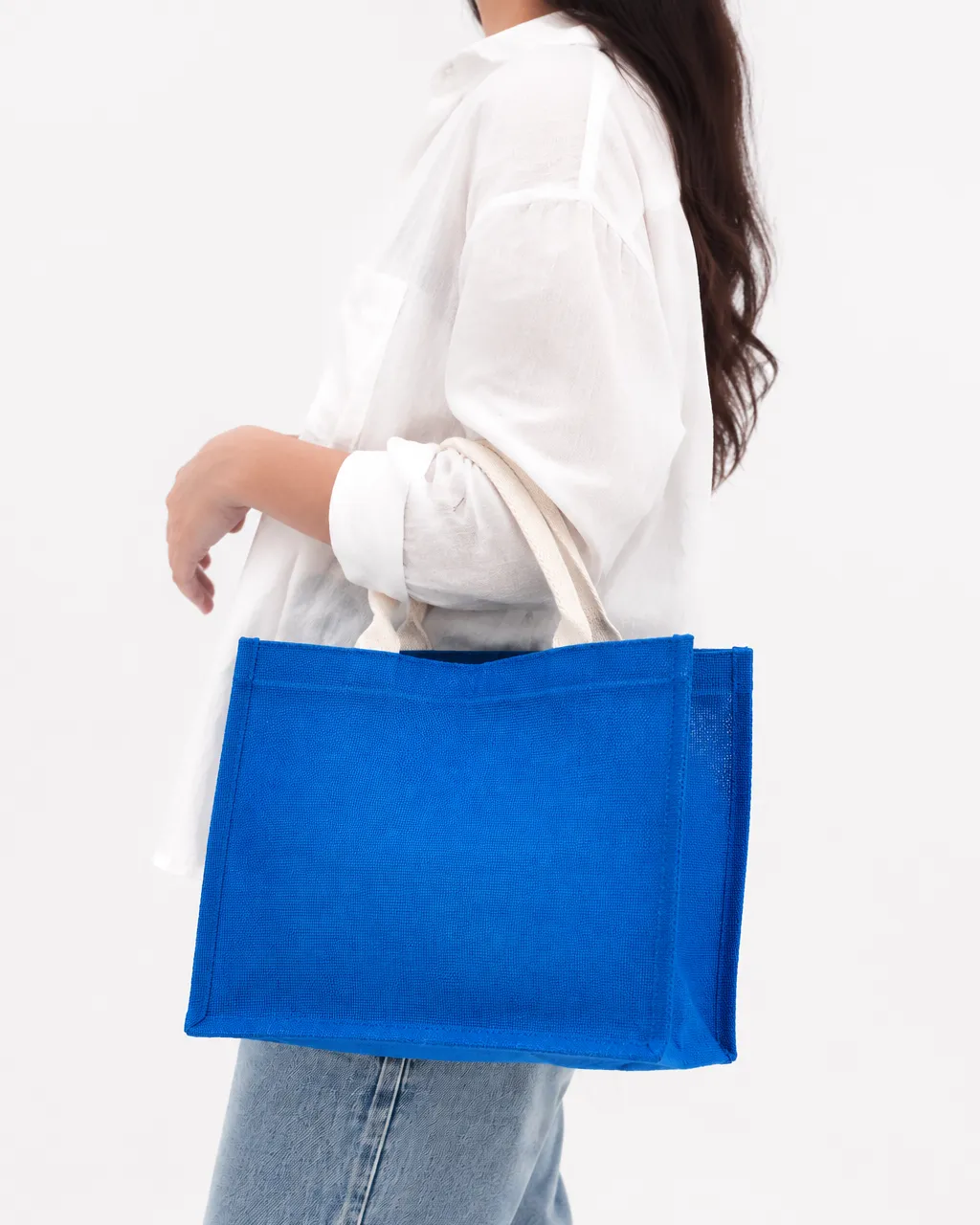 Premium Colored Jute Burlap Beach Bag for Shopping Vacation
