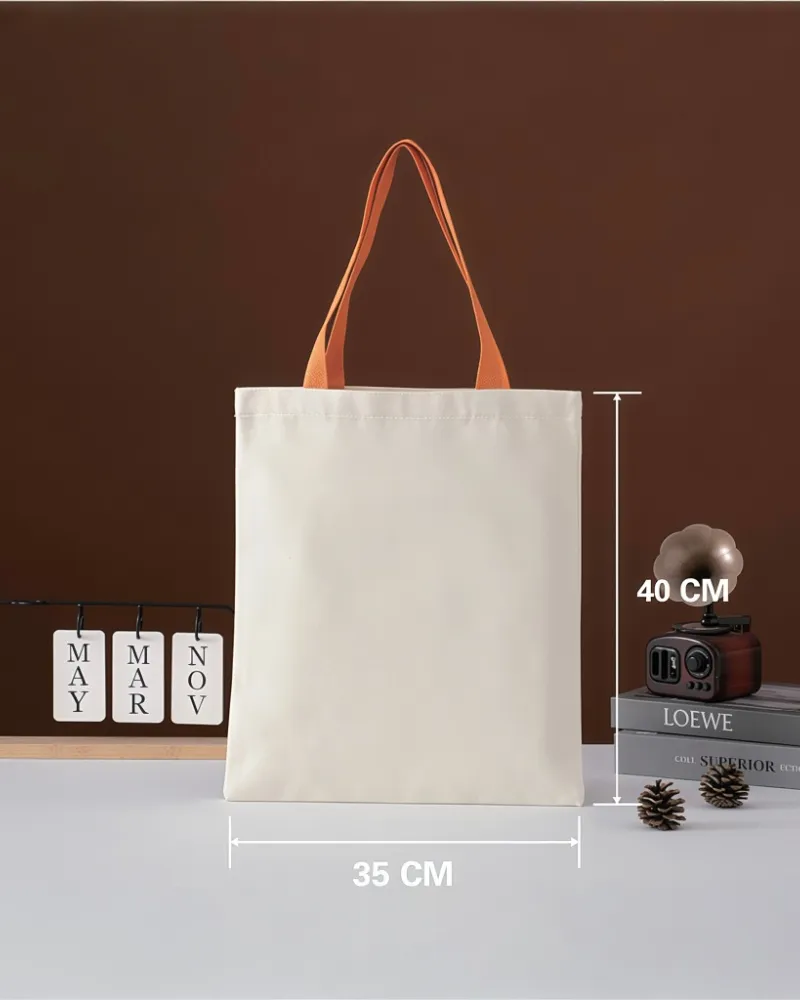 Reusable Colorful Handles Blank DIY Personalized Cotton Tote Bags