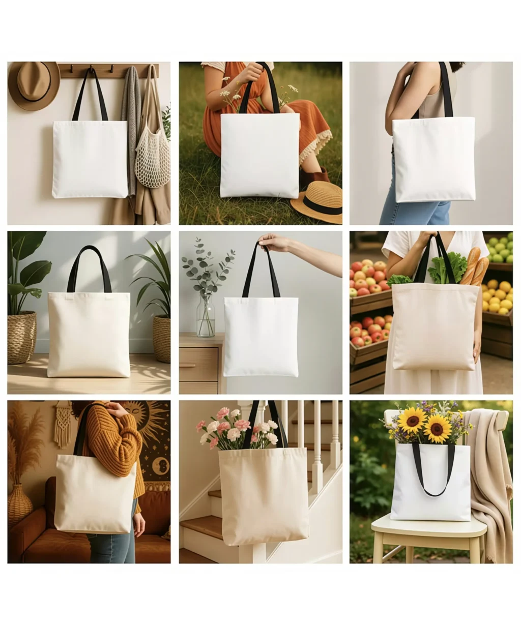 Economical Colorful Handles Blank DIY Personalized Cotton Tote Bags - Image 4