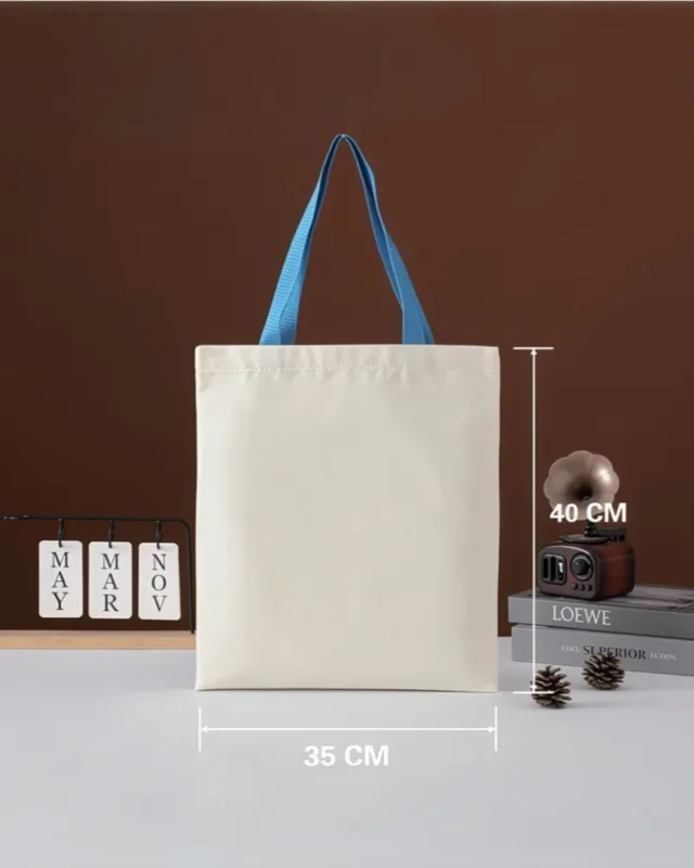 Reusable Colorful Handles Blank DIY Personalized Cotton Tote Bags