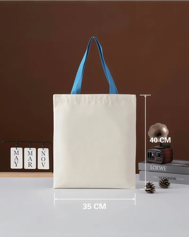 Reusable Colorful Handles Blank DIY Personalized Cotton Tote Bags