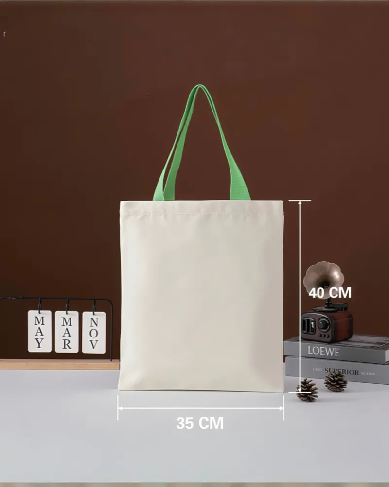 Reusable Colorful Handles Blank DIY Personalized Cotton Tote Bags