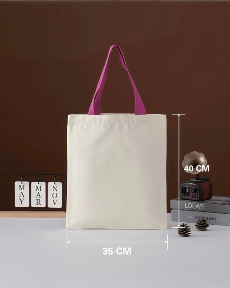 Reusable Colorful Handles Blank DIY Personalized Cotton Tote Bags