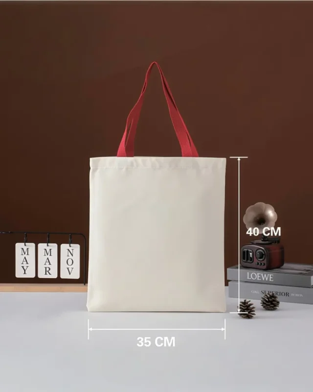Reusable Colorful Handles Blank DIY Personalized Cotton Tote Bags