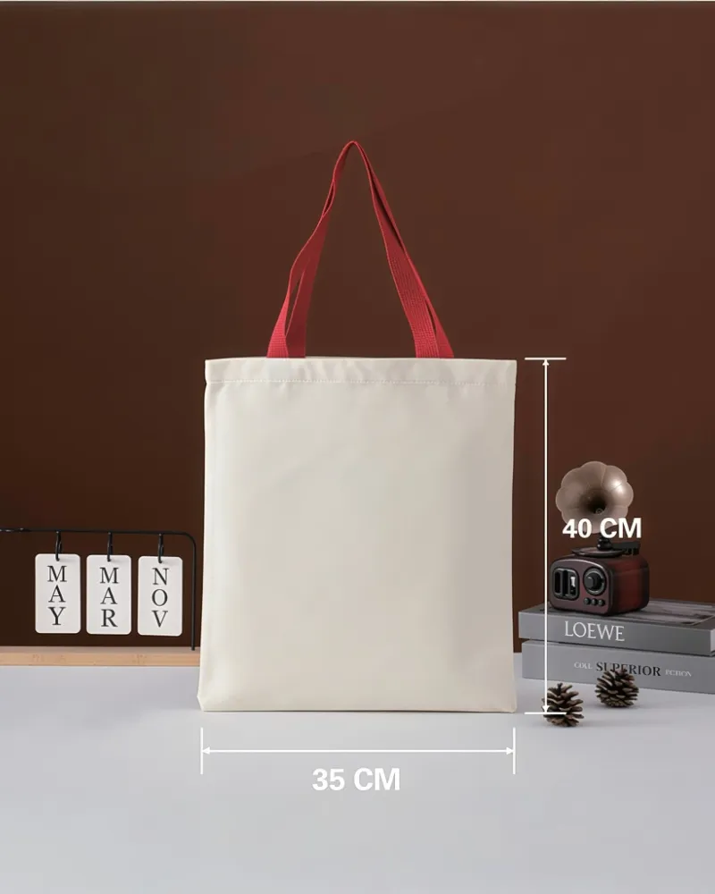 Reusable Colorful Handles Blank DIY Personalized Cotton Tote Bags