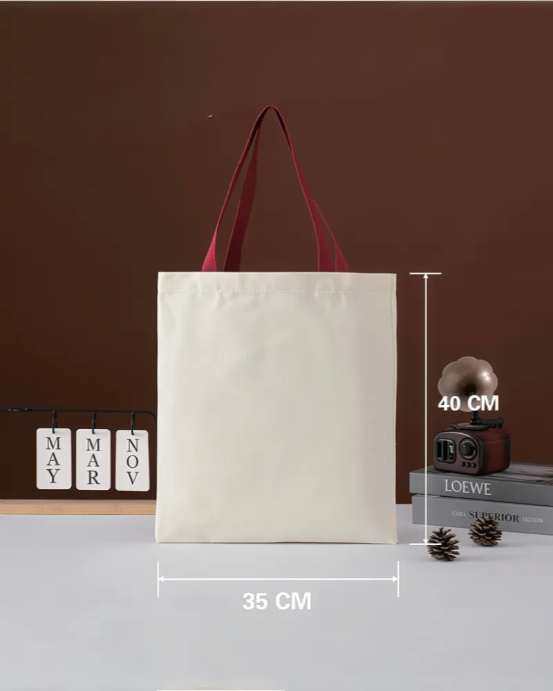 Reusable Colorful Handles Blank DIY Personalized Cotton Tote Bags