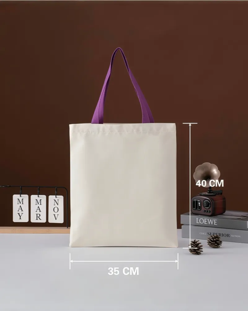 Reusable Colorful Handles Blank DIY Personalized Cotton Tote Bags