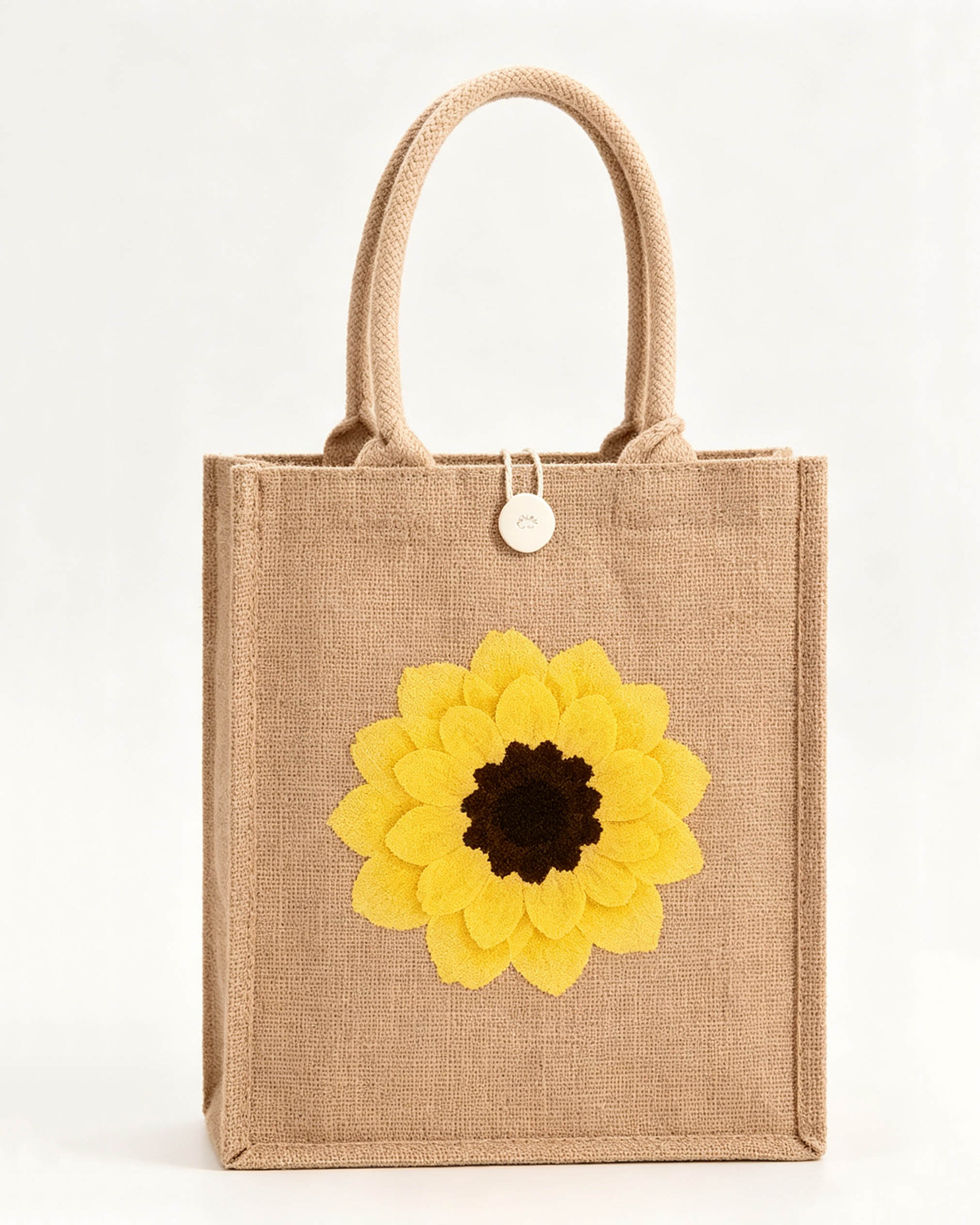 Reusable Vertical Burlap Custom Jute Tote Bags with Button Closure for DIY & Gifts Main