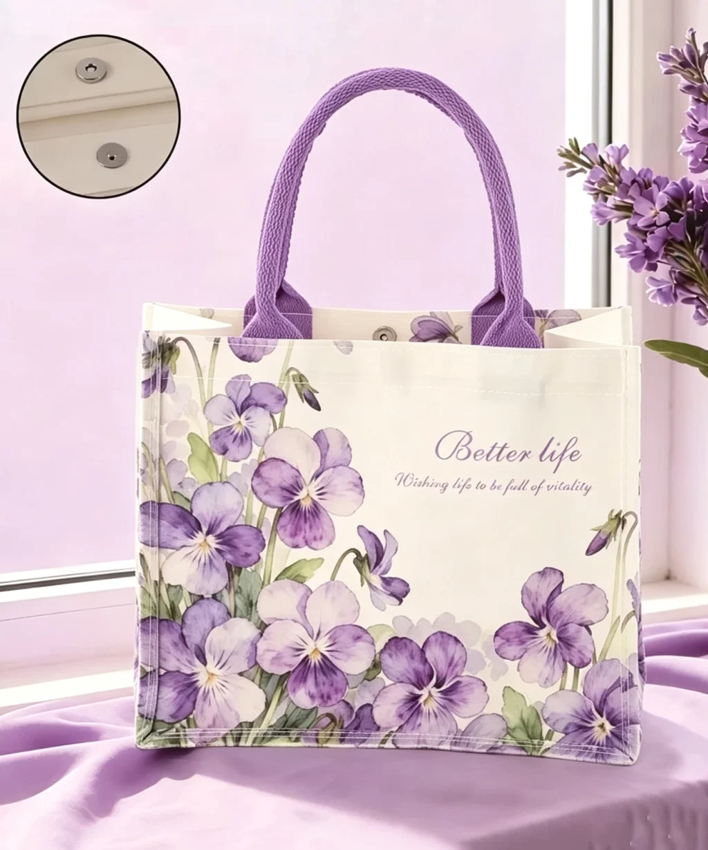 Romantic Artistic Floral Personalized Canvas Tote Bags for Travel Errand - Image 11