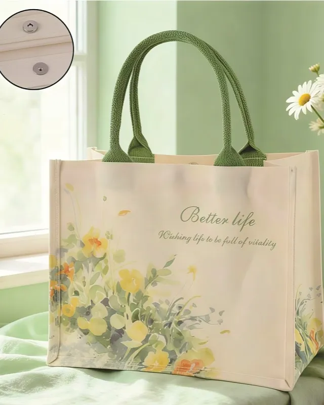 Romantic Violet Daisy Sunflower Personalized Canvas Tote Bags for Travel Errand