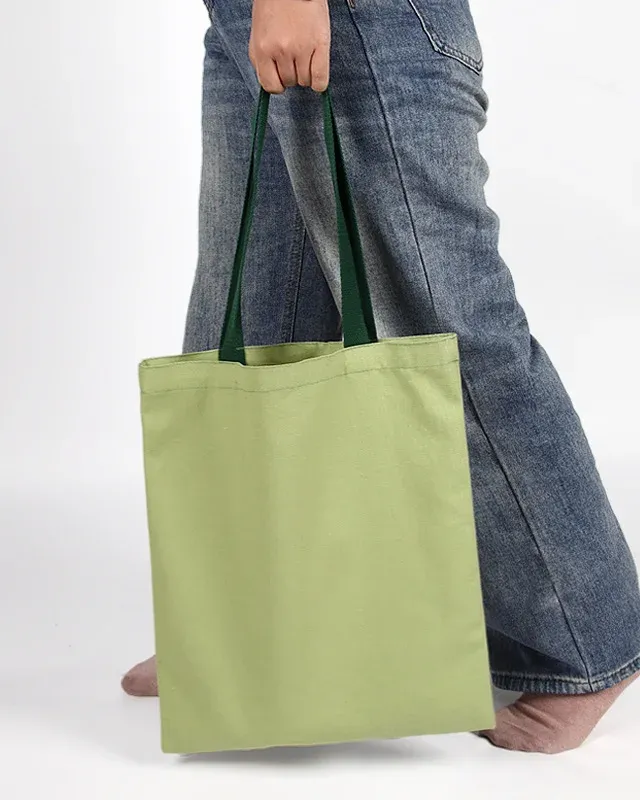 Spacious Two-Tone Color Contrast 12oz Soft Cotton Tote Bag