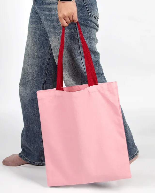 Spacious Two-Tone Color Contrast 12oz Soft Cotton Tote Bag