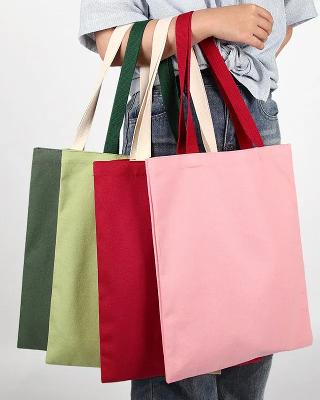 Spacious Two-Tone Color Contrast 12oz Soft Cotton Tote Bag