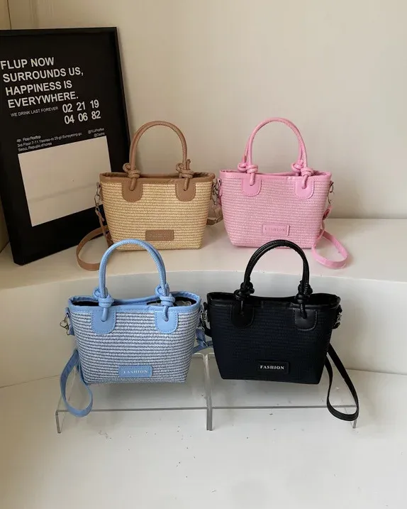 Stylish Woven Straw Tote Bag Mini Top Handle Crossbody Bag