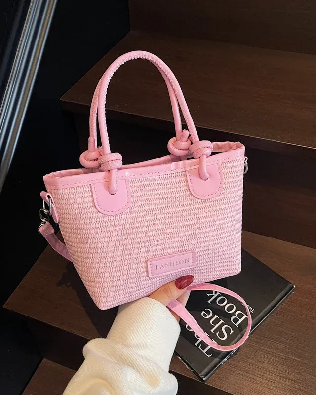 Stylish Woven Straw Tote Bag Mini Top Handle Crossbody Bag