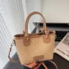 Stylish Woven Straw Tote Bag Mini Top Handle Crossbody Bag