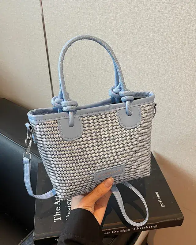 Stylish Woven Straw Tote Bag Mini Top Handle Crossbody Bag