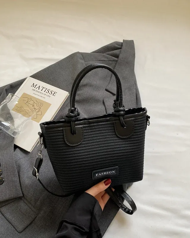 Stylish Woven Straw Tote Bag Mini Top Handle Crossbody Bag