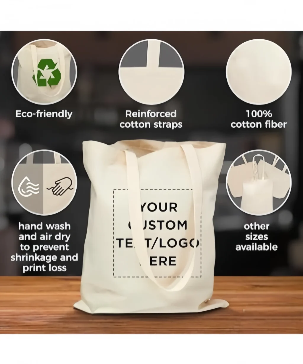 Sustainable Custom Cotton Tote Bags Reusable Shopping Work Bag