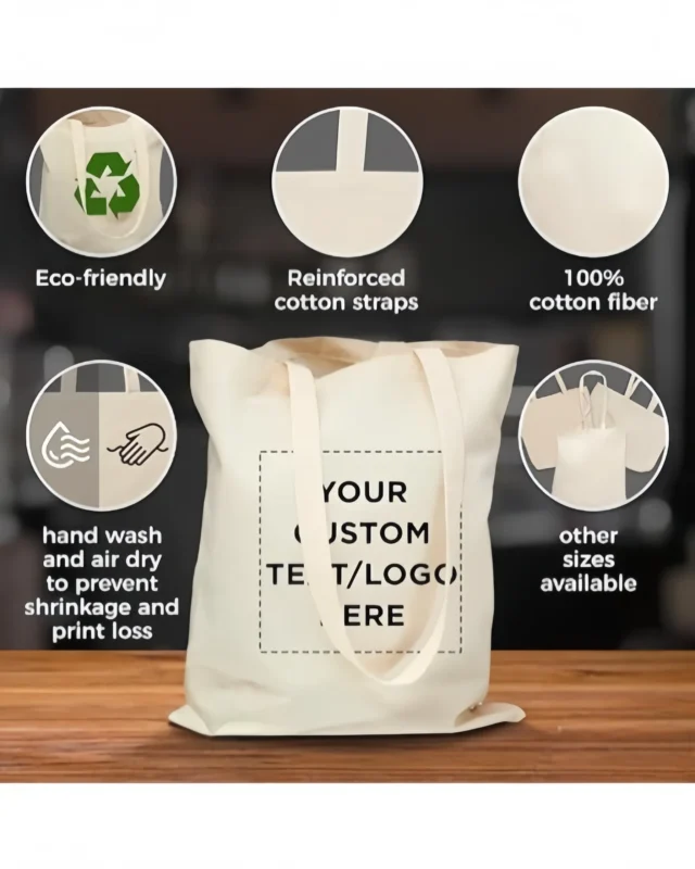 Sustainable Custom Cotton Tote Bags Reusable Shopping Work Bag