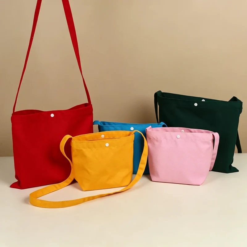 Value Canvas DIY Tote Crossbody Bag Snap Closure Design for School Work