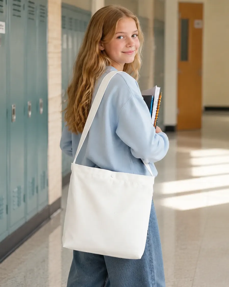 Alternative view of Value Canvas DIY Tote Crossbody Bag Snap Closure Design for School Work