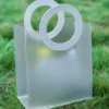 Versatile Clear Frosted Gift Bags with Circle Handles Christmas Wedding Favor Bag