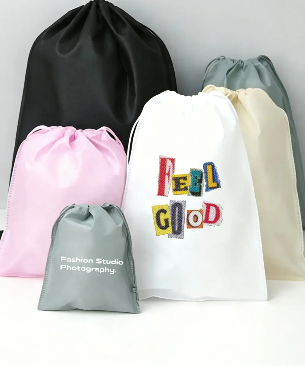 Versatile Personalized Non-Woven Drawstring Bag Multiple Sizes for Storage