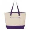 Versatile Two-Tone Large Canvas Tote Bags with Zipper Pocket