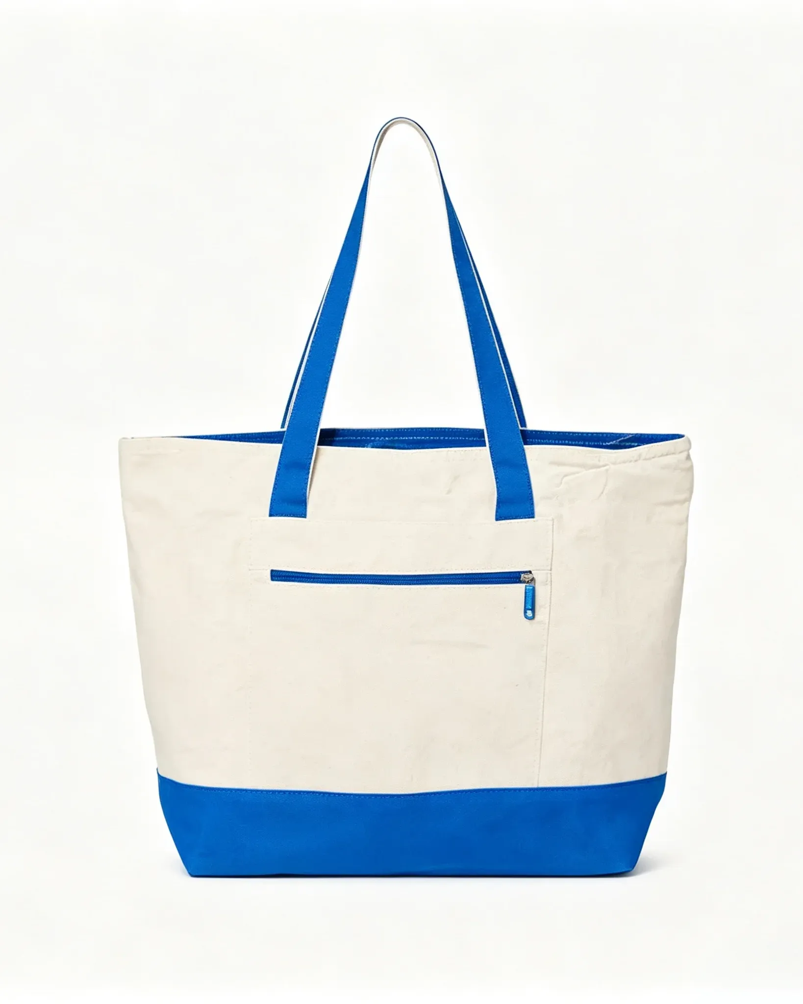 Versatile Two-Tone Large Canvas Tote Bags with Zipper Pocket