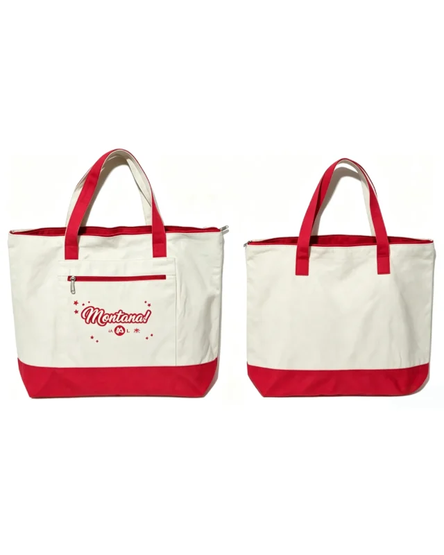 Versatile Two-Tone Large Canvas Tote Bags with Zipper Pocket