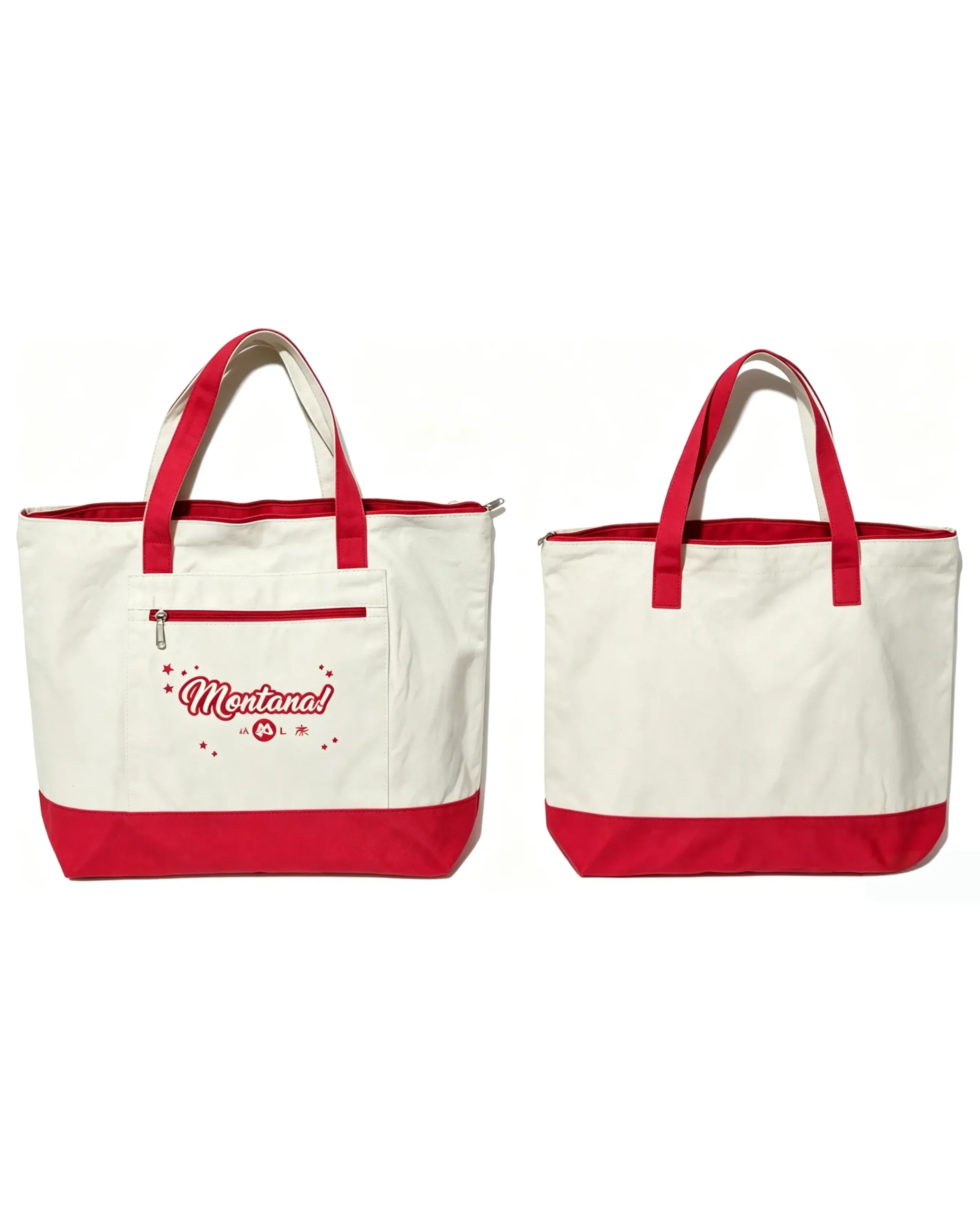 Versatile Two-Tone Large Canvas Tote Bags with Zipper Pocket