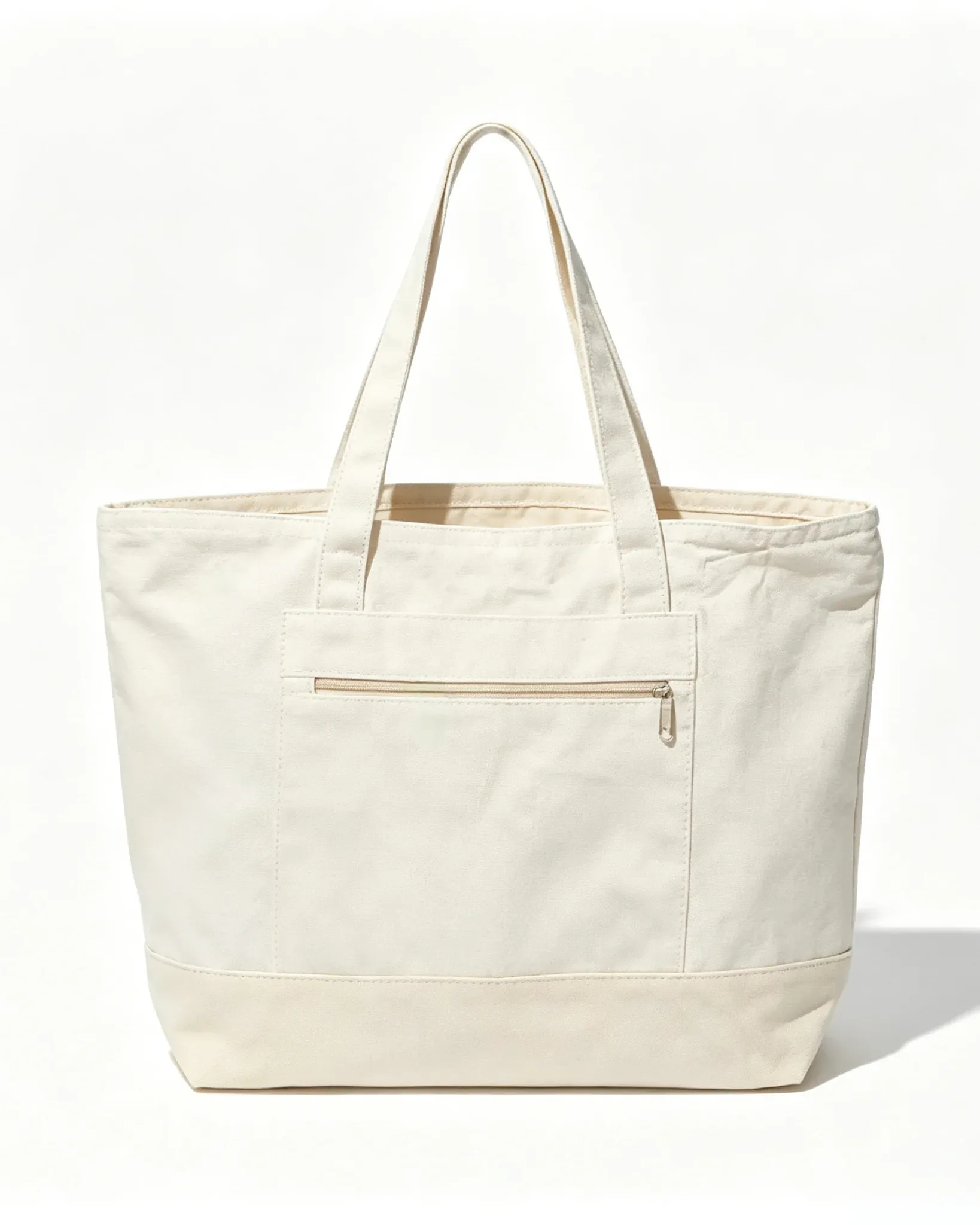Versatile Two-Tone Large Canvas Tote Bags with Zipper Pocket